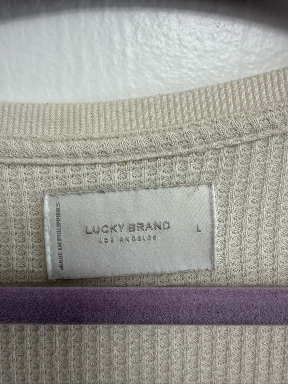 Lucky Brand Cream Waffle-Knit Henley Long Sleeve Top - Picture 6 of 7